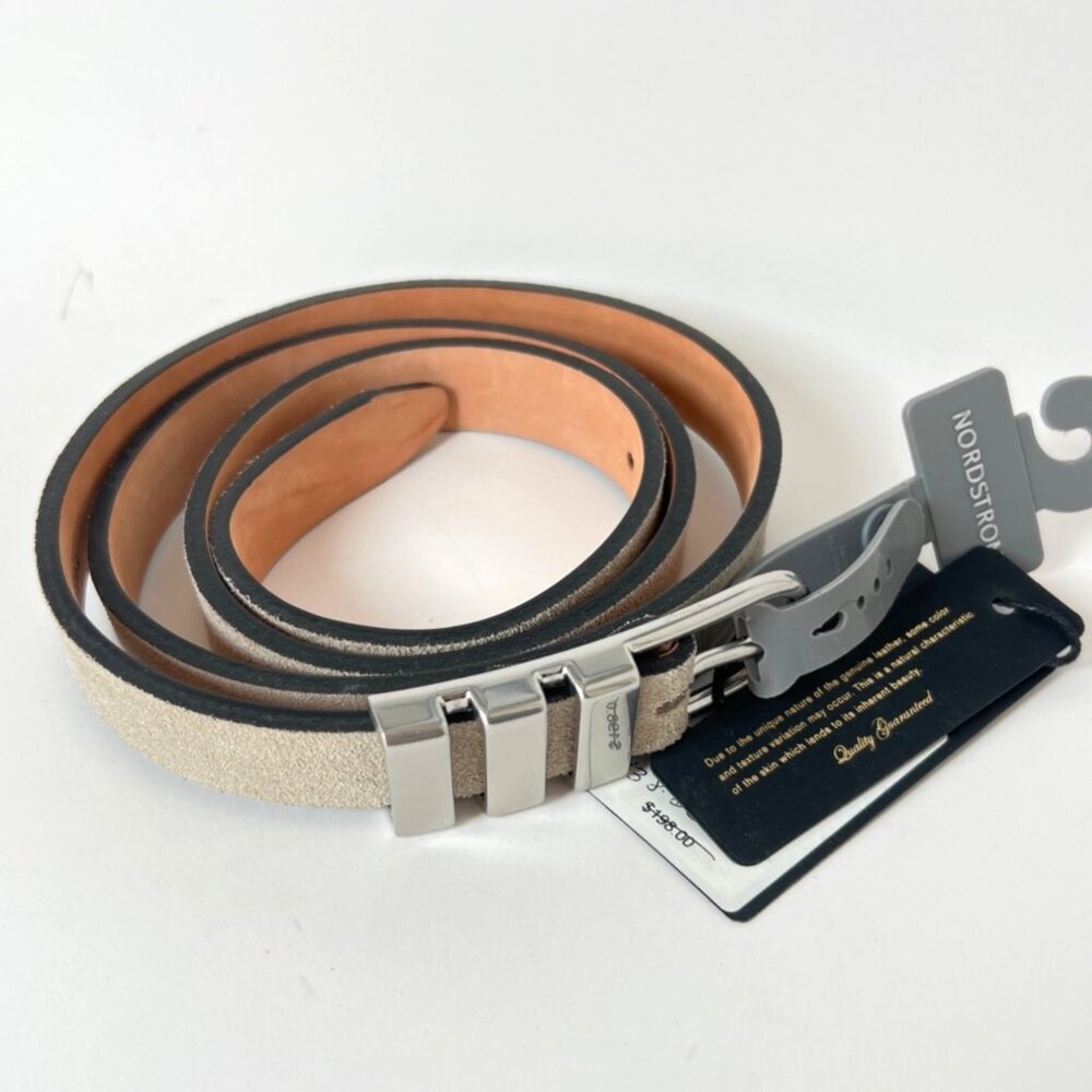 Rag & Bone Belt Porto Greige Suede Gray Size Large